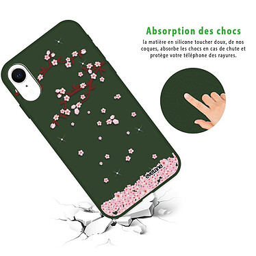 Avis Evetane Coque iPhone Xr Silicone Liquide Douce vert kaki Chute De Fleurs