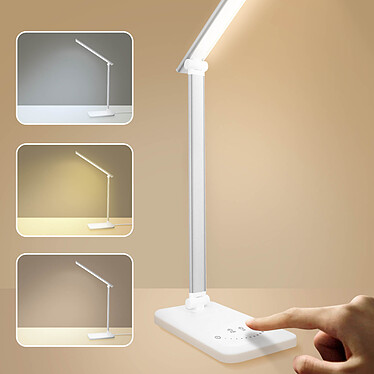 Avizar Lampe de bureau LED pliable avec Fonction minuterie Port de charge USB - Blanc pas cher