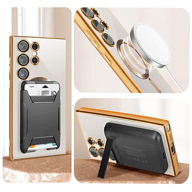 Avis Avizar Coque MagSafe pour Samsung S23 Ultra silicone protection caméra Transparent / Doré
