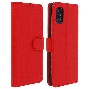 Avizar Étui Samsung Galaxy A51 Housse Intégrale Porte-cartes Fonction Support rouge
