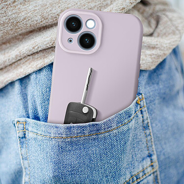 Avizar Coque Silicone pour iPhone 15 Caméra Protégée Doux au Toucher  Violet Clair pas cher