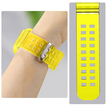 Avizar Bracelet pour Apple Watch 49mm Silicone Bumper Ajustable  transparent jaune pas cher