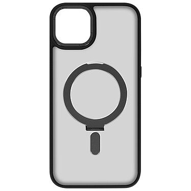 Avizar Coque MagSafe pour iPhone 15 Silicone Gel Anneau Fonction Support  Dos Givré Contour Noir