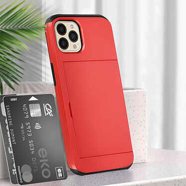 Avizar Coque iPhone 13 Pro avec Rangement Carte Coulissant Antichoc Defender Rouge pas cher