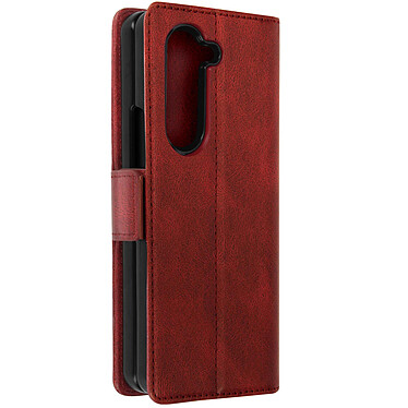 Avizar Coque Clapet pour Samsung Z Fold 5 Portefeuille Anti RFID Série Vintage Rouge