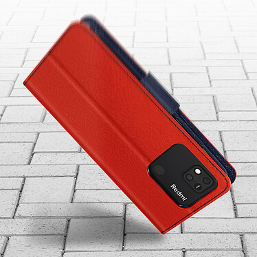 Avis Avizar Étui pour Xiaomi Redmi 10A Simili Cuir Bicolore Portefeuille Fonction Support Vidéo  rouge et bleu nuit