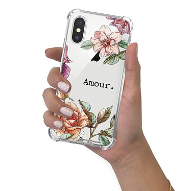 LaCoqueFrançaise Coque iPhone X/Xs anti-choc souple angles renforcés transparente Motif Amour en fleurs pas cher