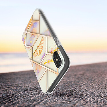 Avizar Coque iPhone XS Max Motif géométrique avec Cordon Amovible rose gold pas cher