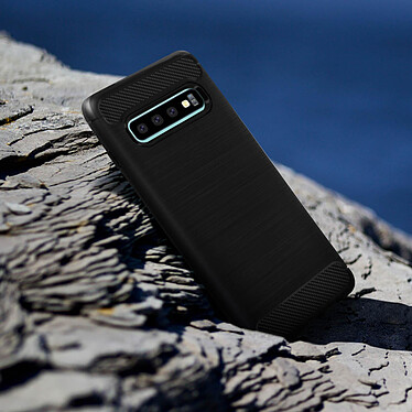 Avizar Coque Noir Carbone pour Samsung Galaxy S10 pas cher