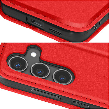 Avizar Étui pour Galaxy S24 Porte-carte Support Vidéo Clapet Magnétique Rouge pas cher