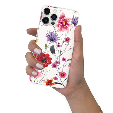 Evetane Coque iPhone 12/12 Pro silicone transparente Motif Fleurs Multicolores ultra resistant pas cher