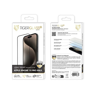 Avis Tiger Verre Trempé pour iPhone 15 Pro Max Recyclé Ultra-résistant Transparent