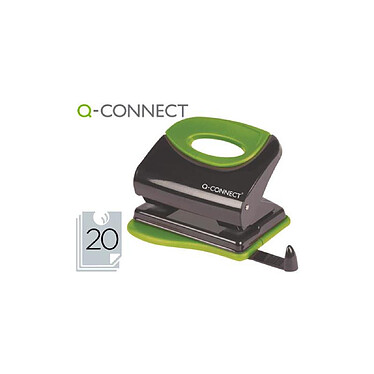 Q-CONNECT Perforateur métallique 2 trous coloris attractifs noir/vert 20 feuilles