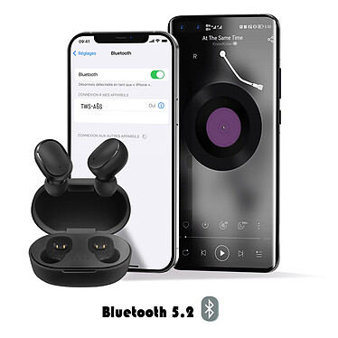 Acheter Écouteurs Bluetooth 5.2 avec Étui de Charge Autonomie 12 Heures Son Clair Noir