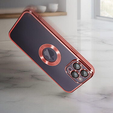 Avis Avizar Coque iPhone 14 Pro Max Silicone Souple Bloc Caméra Couvert  Transparent Contour rose Chromé