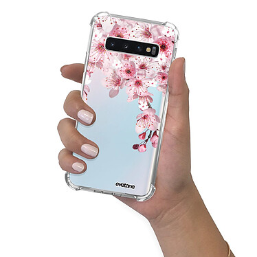 Evetane Coque Samsung Galaxy S10 anti-choc souple angles renforcés transparente Motif Cerisier pas cher