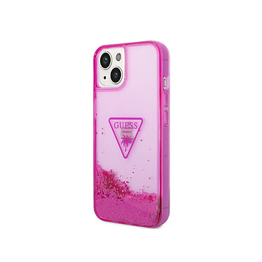 Guess Coque pour Apple iPhone 14 Plus Glitter Palm à paillettes Rose