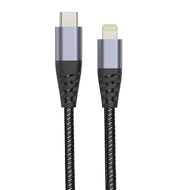 Tiger Câble Lightning MFI vers USB-C Power Ultra-résistant Charge Rapide 3A 1,2m Gris