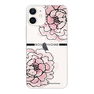 LaCoqueFrançaise Coque iPhone 12 mini silicone transparente Motif Rose Pivoine ultra resistant