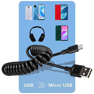 Avis Avizar Câble USB vers Micro-USB 2A Extensible de 35cm à 80cm Charge Rapide  Noir