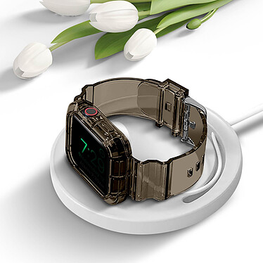 Avis Avizar Bracelet pour Apple Watch Ultra 49mm Silicone Bumper Ajustable  Transparent Noir