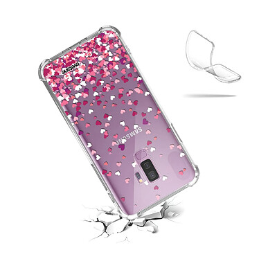 Acheter Evetane Coque Samsung Galaxy S9 Plus anti-choc souple angles renforcés transparente Motif Confettis De Coeur