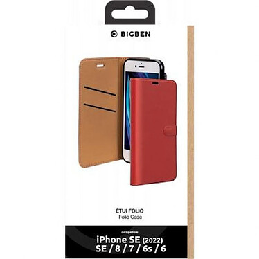 Acheter BigBen Connected Étui pour iPhone SE 2022/SE/8/7/6S/6 Folio Wallet Fermeture Aimantée Rouge