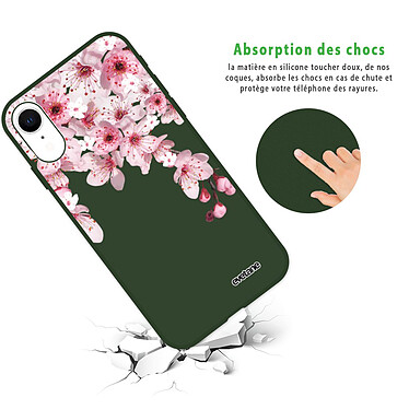 Avis Evetane Coque iPhone Xr Silicone Liquide Douce vert kaki Cerisier