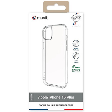 Avis Muvit Coque pour iPhone 15 Plus Recyclée Souple Antichoc Transparent