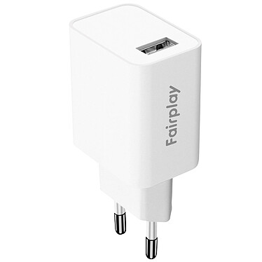 Fairplay Chargeur Secteur USB 12W Signé  Charge Rapide et Securisée Blanc