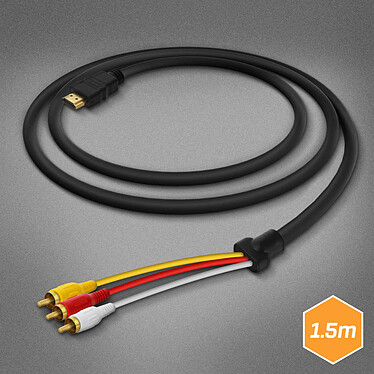 LinQ Câble HDMI vers 3x RCA Mâles Adaptateur Audio et Vidéo 1.5m HD-AV994  Noir pas cher