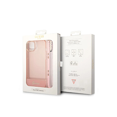 Avis Guess Coque pour Apple iPhone 14 Colors avec lanière perlée Rose