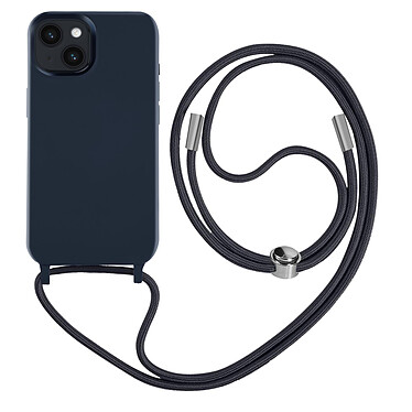 Avizar Coque Cordon pour iPhone 14 Plus Semi-rigide Lanière Tour du Cou 80cm  bleu