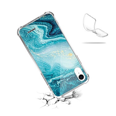 Acheter Evetane Coque iPhone Xr anti-choc souple angles renforcés transparente Motif Bleu Nacré Marbre