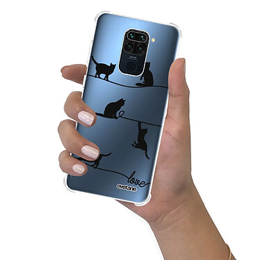 Evetane Coque Xiaomi Redmi Note 9 anti-choc souple angles renforcés transparente Motif Chat Lignes pas cher