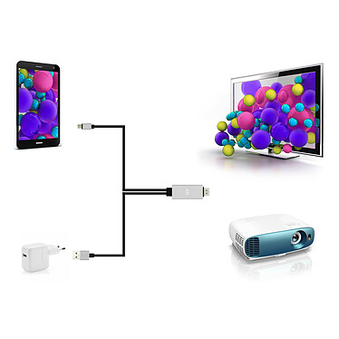 4smarts Câble MHL USB type C vers HDMI 4K Adaptateur Vidéo 1.8m  Noir pas cher