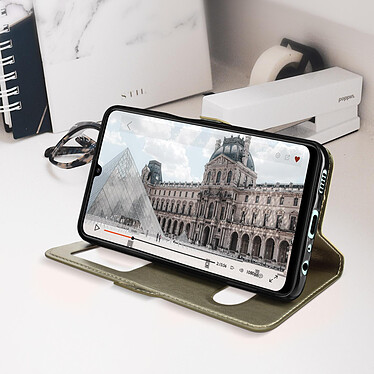 Acheter Avizar Housse Samsung Galaxy A22 avec Double Fenêtre Support Vidéo doré
