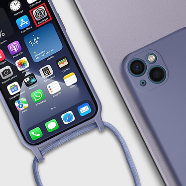 Avizar Coque Cordon pour Apple iPhone 13 Semi-rigide Lanière Tour du Cou 80cm  lavande pas cher