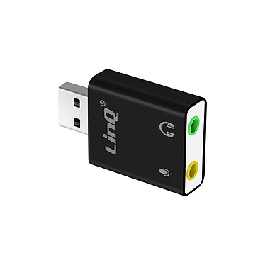 LinQ Carte Son Externe USB 2.0 / Jack 3.5mm Audio Microphone Surround 7.1  Noir