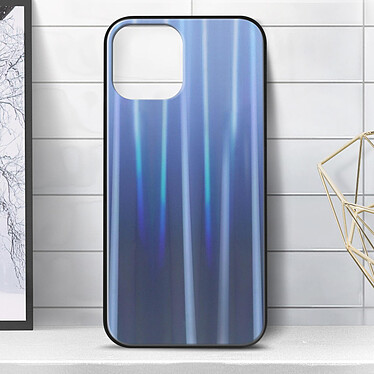 Avizar Coque iPhone 12 et 12 Pro Bi-matière Holographique Brillant Fine bleu nuit pas cher