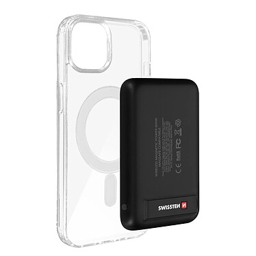 Swissten Coque pour Apple iPhone 14 et Powerbank 5000 mAh Magsafe  Transparent