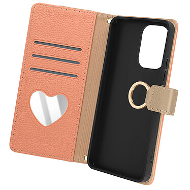 Avizar Étui Bandoulière pour Xiaomi Redmi 13C Portefeuille Pochette Zippée Abricot Crush