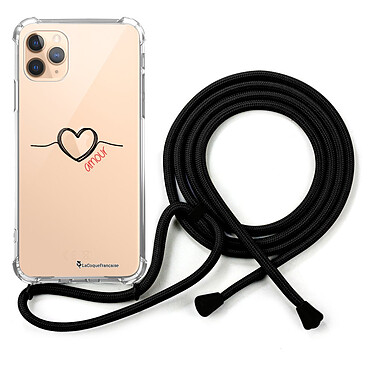 LaCoqueFrançaise Coque cordon iPhone 11 Pro noir Dessin Coeur Noir Amour