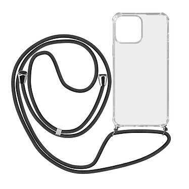 Avizar Coque Cordon Transparente iPhone 13 Pro Max Lanière Amovible noir