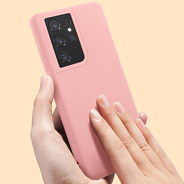 Avizar Coque Samsung Galaxy S21 Ultra Silicone Souple Soft Touch Compatible QI Rose pas cher