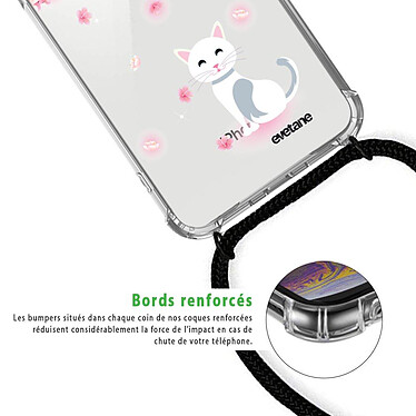 Acheter Evetane Coque cordon iPhone X/Xs noir Dessin Chat et Fleurs