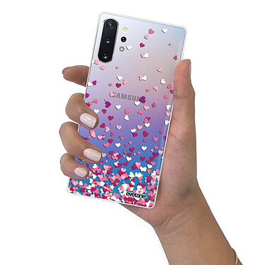 Evetane Coque Samsung Galaxy Note 10 Plus 360 intégrale transparente Motif Confettis De Coeur Tendance pas cher