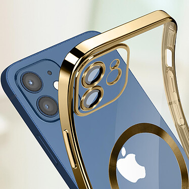 Avizar Coque MagSafe pour iPhone 12 Silicone Protection Caméra  Contour Chromé Or pas cher