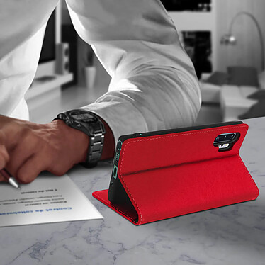 Acheter Avizar Etui folio Rouge Cuir Véritable pour Samsung Galaxy Note 10 Plus