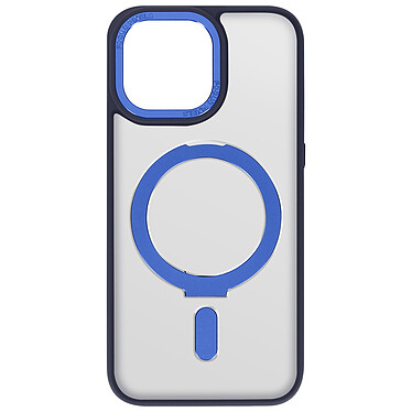 Avizar Coque MagSafe pour iPhone 15 Pro Silicone Gel Anneau Fonction Support  Dos Givré Contour Bleu Marine